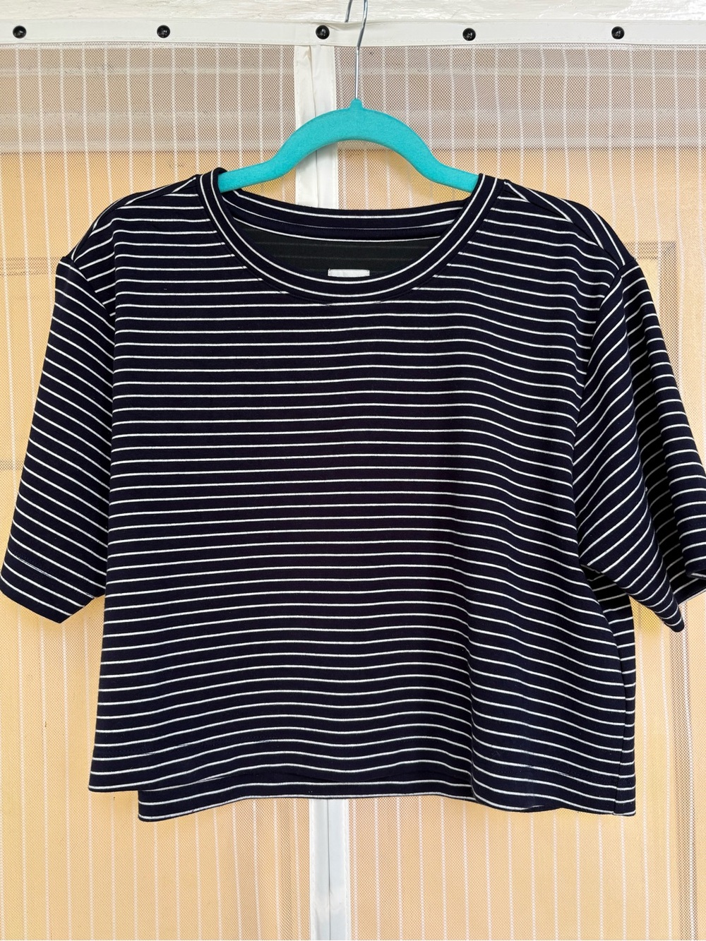 Maeve Navy and White Striped Crop Tee